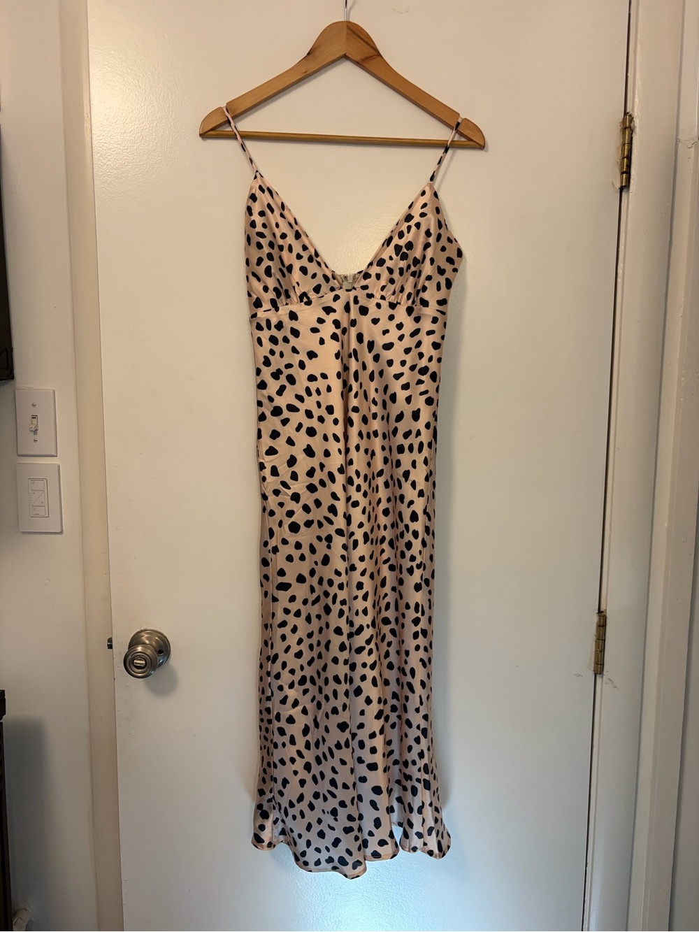 By Together Blush Slip Maxi Dress with Black Spot Print